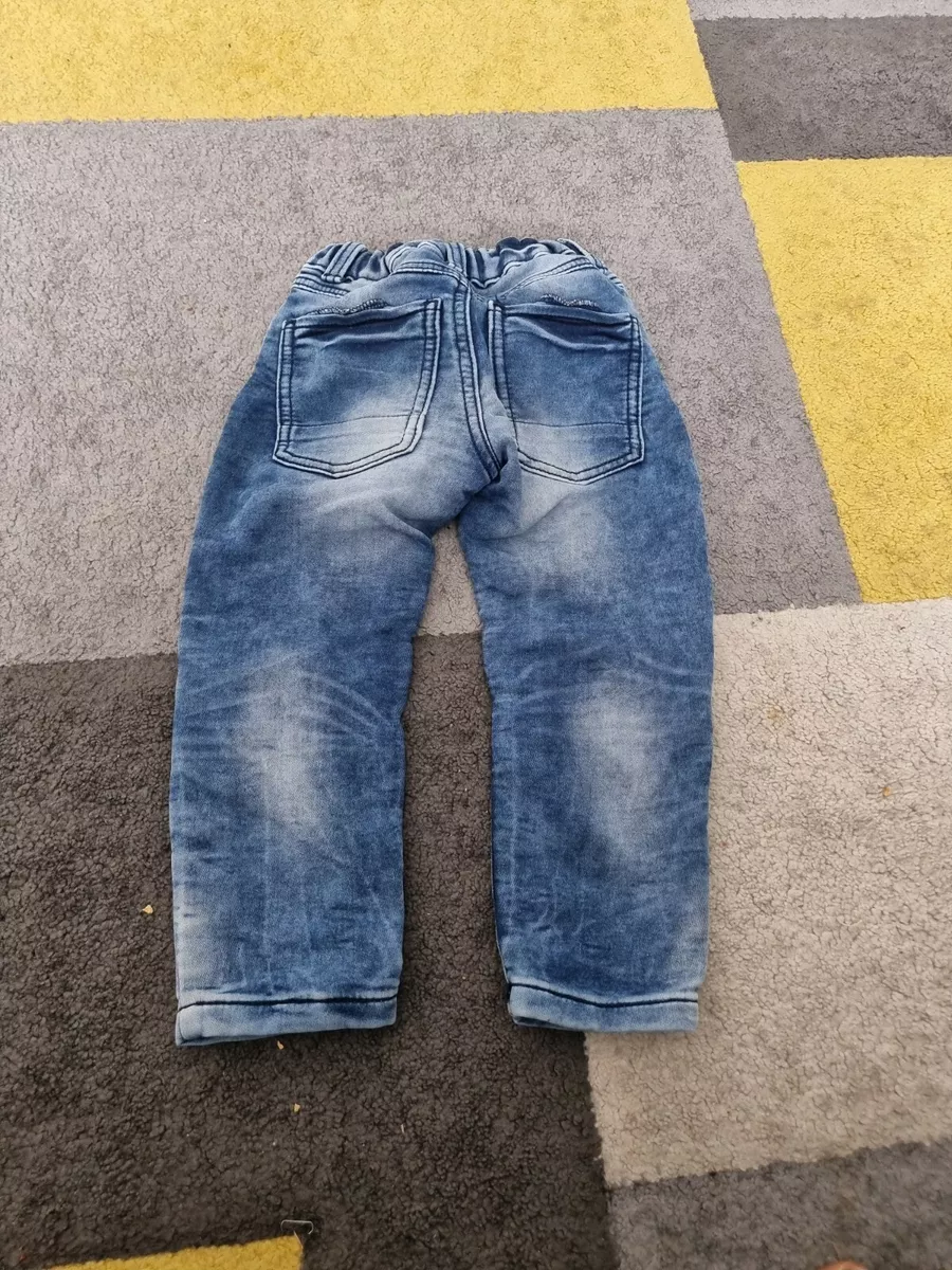 Tesco Boys Blue Jeans Trousers Elasticated Waist Wide Legs