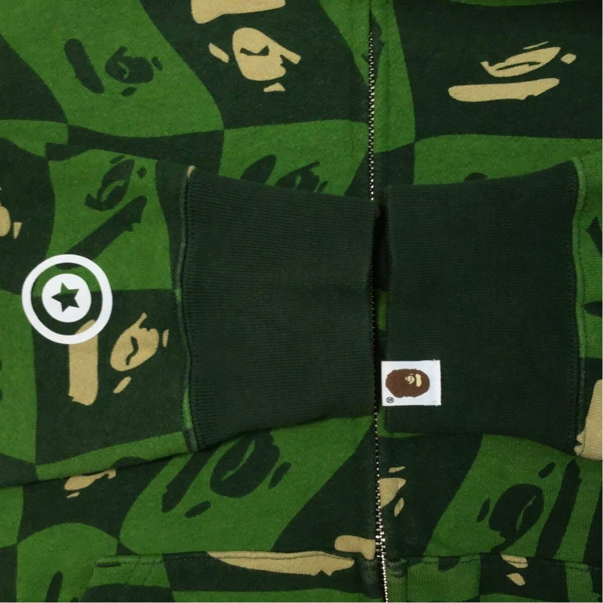BAPE FACE logo shark full zip hoodie green A Bathing Ape Size M | eBay