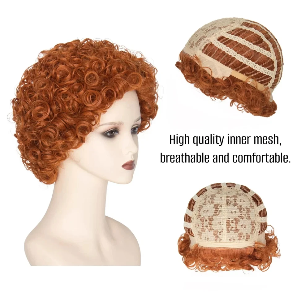 Peluca Roper Mujer Corta Roja Rizada Afro Peluca Juegos con disfraces Fiesta Peluca Foto 3 de 4