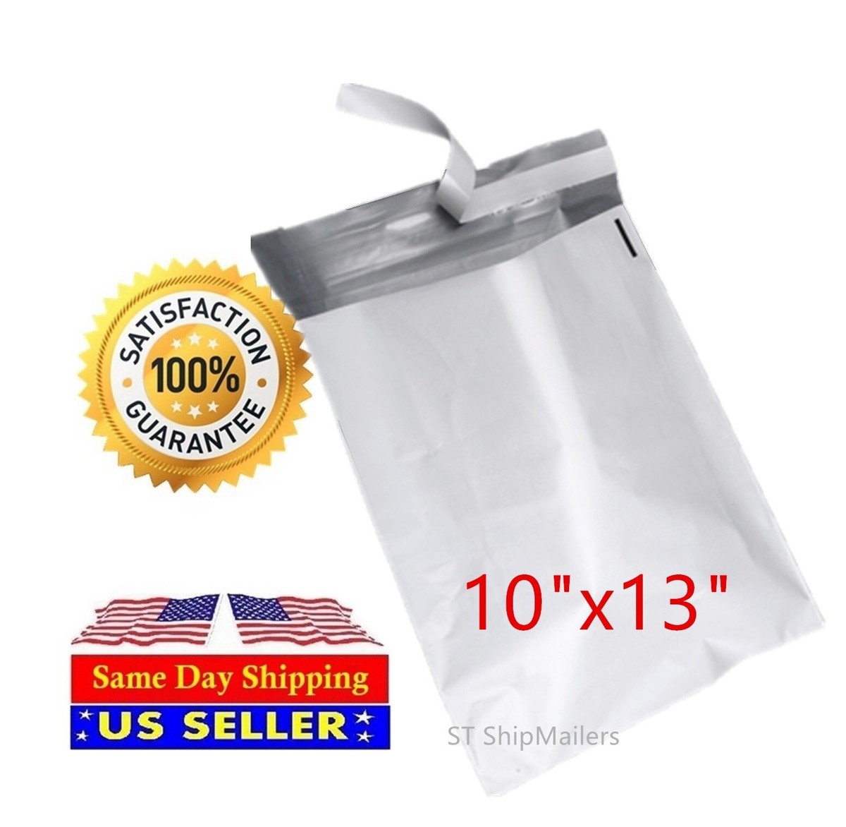 500 White Poly Mailers 10x13 Inches - Self Sealing Shipping Envelopes 2.0 Mil Thick