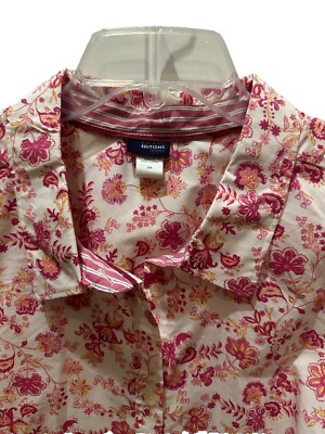BASIC EDITIONS Shirt Womens 2X Button Up Blouse Top 3/4 Sleeve White