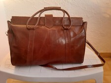 BORSONE DA VIAGGIO IN VERA PELLE DI CAPRETTO, MARRONE, 50X30X20 CM