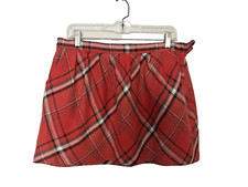 Y2K Old Navy Plaid Mini Skirt Womens 10 Red Pleated Pockets Academia Preppy