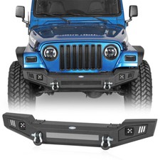 Fit 97-06 Jeep Wrangler Tj Textured Steel Black Front Bumper W D-ring Light Fit 97-06 Jeep Wrangler Tj Textured Steel Black Front Bumper W D-ring Light