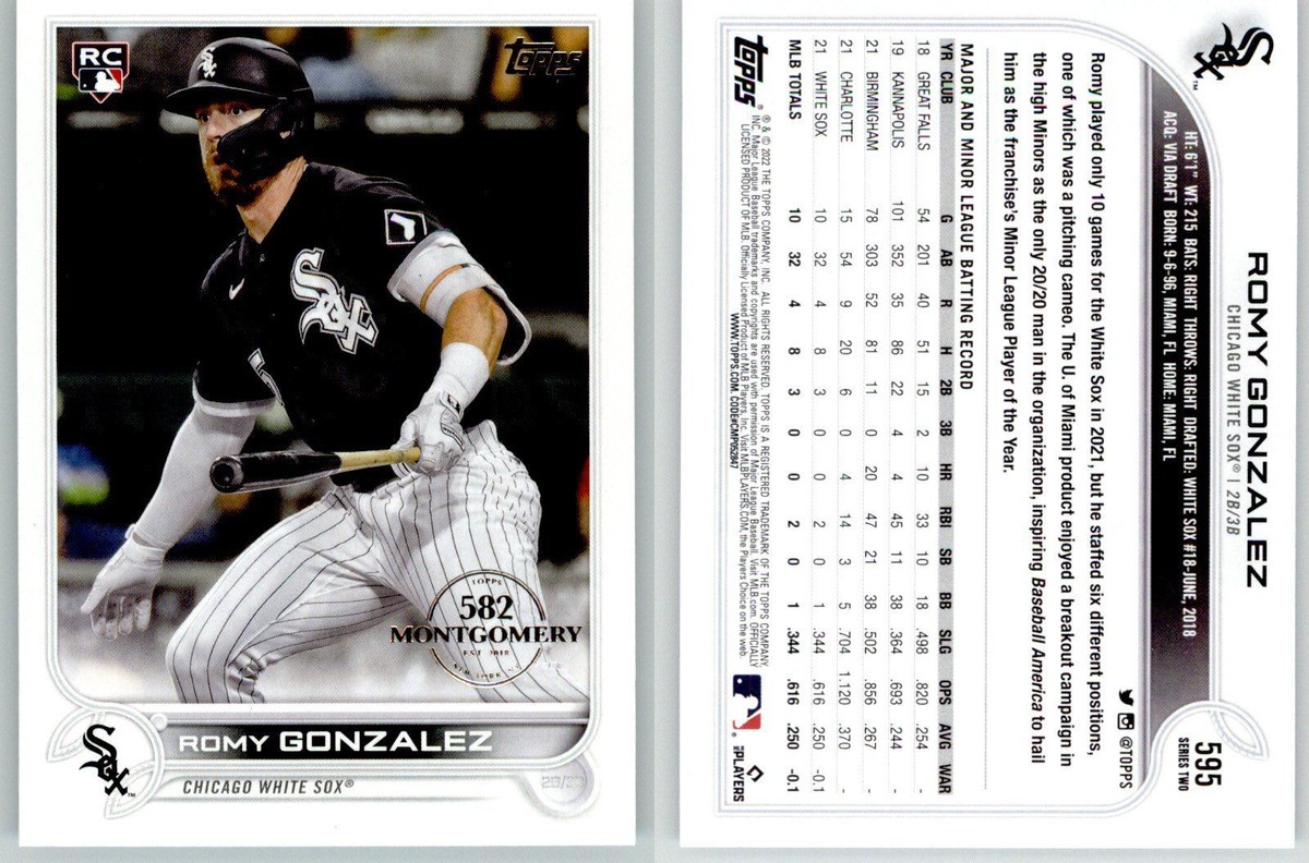 Romy Gonzalez 2022 Topps 582 Montgomery Stamped Set #595 White Sox
