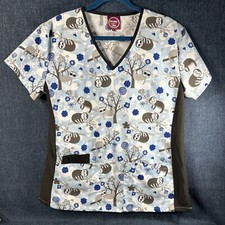 Divine scrubs Womens Sloth Print Shirt Size Medium Jdm Uniforms Top