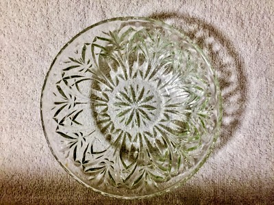 Vintage Clear Cut Glass Bowl with Wheat Pattern Gift Idea Event Wedding Decor