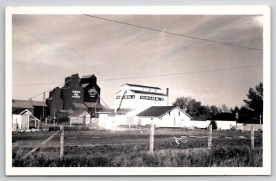 RPPC Alberta Canada Elevator Vulcan Flour Wheat Farmers Co-op Mill Postcard F29