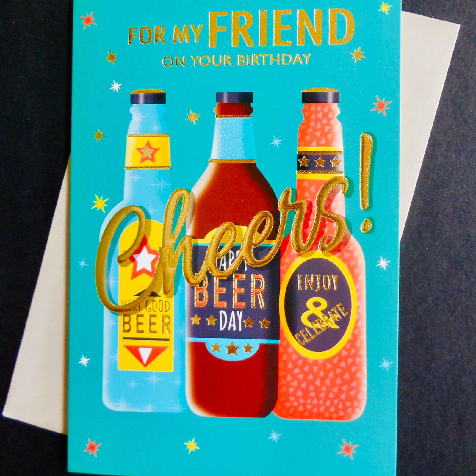 For My Friend Birthday Card Adult Greeting Man Men Pint Bottle Beer Pub 19x13cm