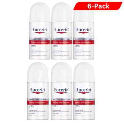 6 x Eucerin Anti-transpirant Deodorant Sensitive Skin 48h Body Odor Unisex 50 ml