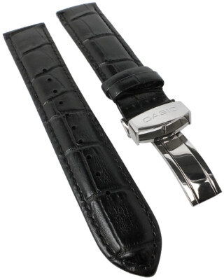 Casio Collection Uhrenarmband  20mm | Leder schwarz Kroko Pragüng BEM-307