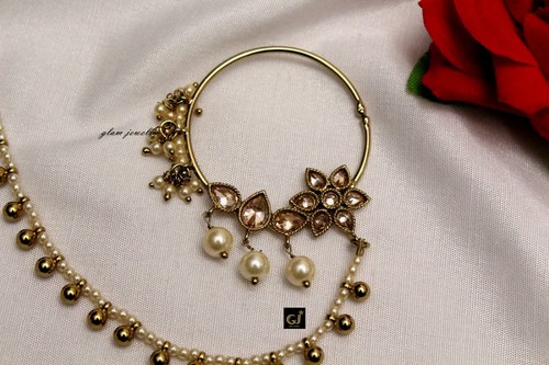 Nose Ring Chain Nath Gold Bridal Nose 