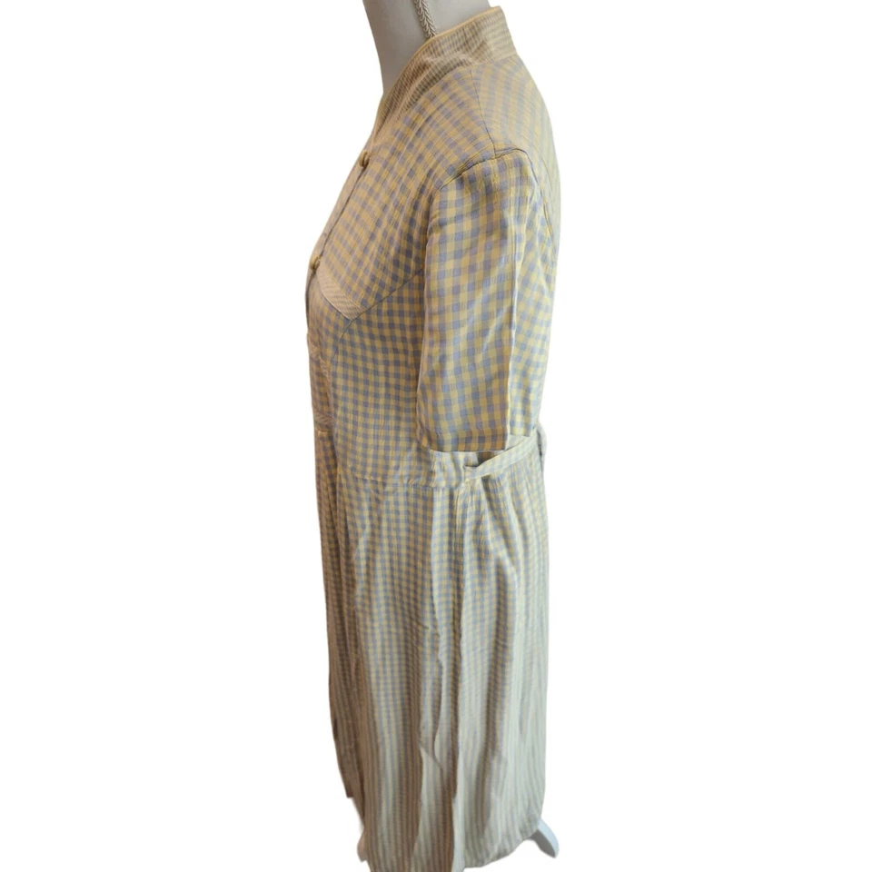 Maxi Vestido Para Mujer Vintage Años 80 M Amarillo Azul Cuadros Pradera Escuela Maestro Modesto Foto 4 de 4