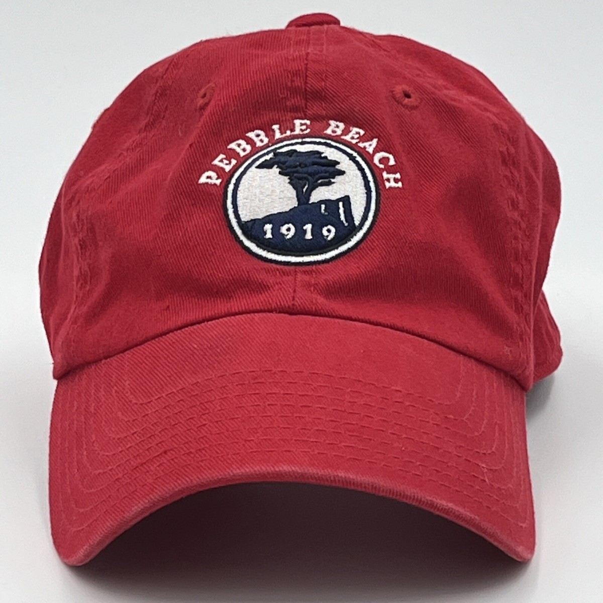 Pebble Beach Red Golf Cap - American Needle StrapBack Hat - One