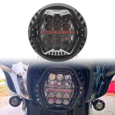7inch LED Headlight Honeycomb Style Hi/Low DRL Fit for Harley Touring 1994-2017