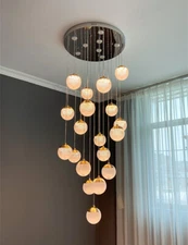 Acrylic Ball Chandelier Light Bubble Glass Ball Pendant Lamps Hanging Stairs yc.