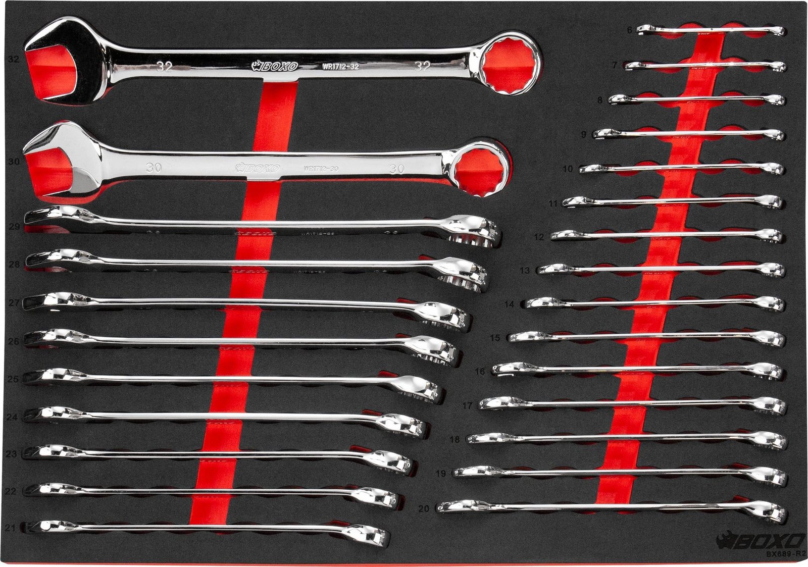 Boxo BX689-R2 Combination Spanner Set 6 - 32mm - 26 Piece