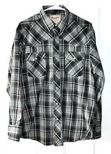 Wrangler Mens Size L Plaid Western Pearl Snap Lightweight Shirt