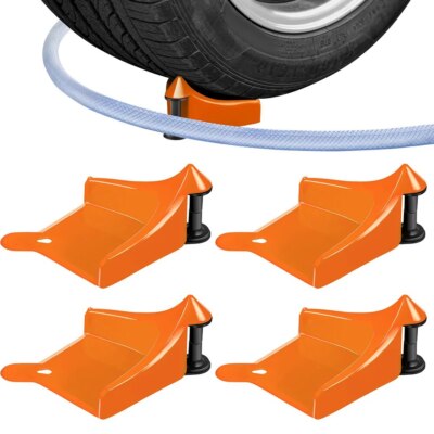 Car Wheel Hose Guides (Set of 4) Portable Universal Car Wash Tool Tire Blocker A