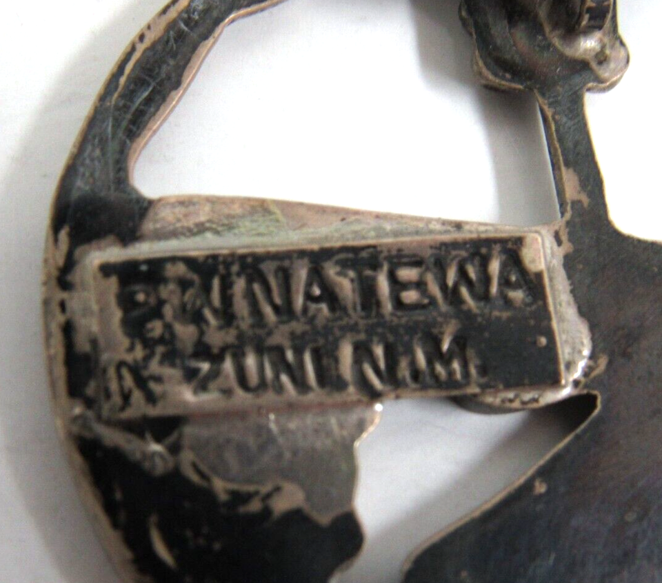 Vtg P.W. Natewa Zuni Multi Stone Inlay Roadrunner Squash Blossom