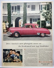 1946 Studebaker Commander Regal Deluxe Coupe Red Vtg Print Ad Man Cave Poster