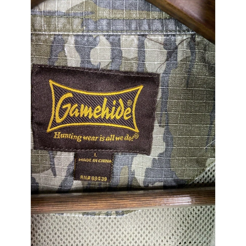 Gamehide Gamekeeper Khaki & Camo Long Sleeve Hunting Shooting Shirt Mens L Mesh - Image 4 of 4