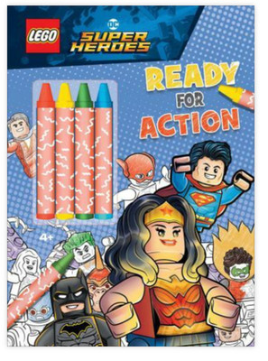 LEGO DC Super Heroes: Ready for Action NEW Coloring Book + Crayons + Stickers