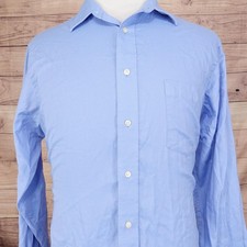 Chaps Shirt Mens 16.5 34/35 Blue Regular Fit Stretch Collar Wrinkle Free
