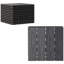 Outsunny Interlocking Decking Tiles, Interlocking Patio Paving Slabs, Grey