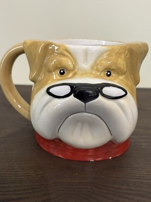 Pier 1 Imports English Bulldog Mug with Glasses - 23 oz Large Ceramic Coffee Cup