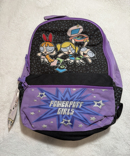 Brand New Rare 2001 Vintage Powerpuff Girls Purple and Black DJ Themed Backpack