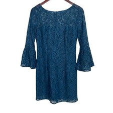 BB Dakota Dark Teal Billie Lace Flutter Sleeve Dress Size 2