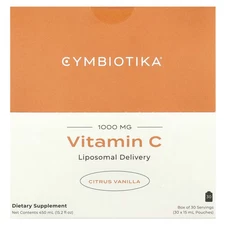 2 X  Cymbiotika, Vitamin C, Liposomal Delivery, Citrus Vanilla, 1,000 mg, 30 Pou