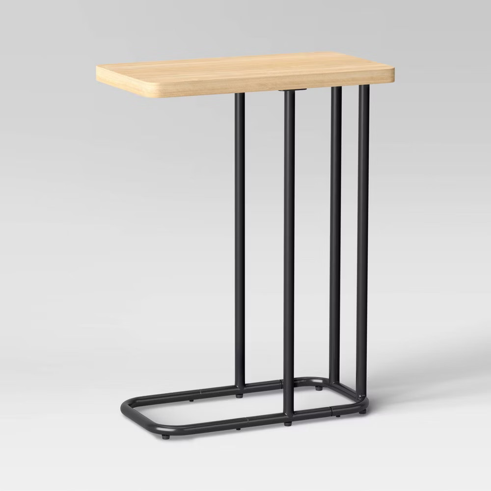 Mixed Material Rectangle Top C Table Natural Wood - Room Essentials