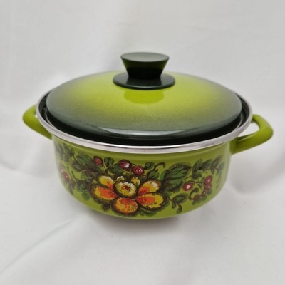 70er Emaille Kochtopf Retro Topf Grün Mittlere Größe 20cm