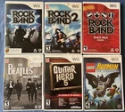 Lot Of 6 Wii Video Games, Guitar Hero, Rock Band 1, 2  Beatles, Lego Batman