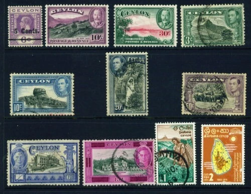 Ceylon G5 to QE2 selection of 11 mint & used.