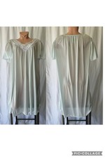 Miss Elaine Classics Seafoam Green Short Sleeve Silky Lightweight Nightgown S