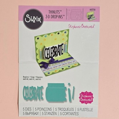 Stephanie Barnard SIZZIX Thinlits 3D Drop-Ins CELEBRATE Die Set 662256