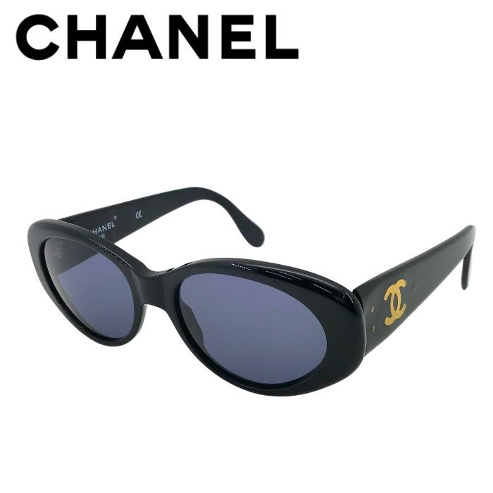 Vintage CHANEL Black Gold Coco Mark Sunglasses UV Protection Mens 05974 94305