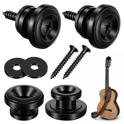 Guitar Strap Locks, 4 PCS Black Mushroom Style Strap Buttons, Zinc Alloy Metal