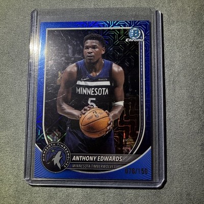 Topps 2025-26 Bowman Chrome Blue Refractor Anthony Edwards Timberwolves 76/150