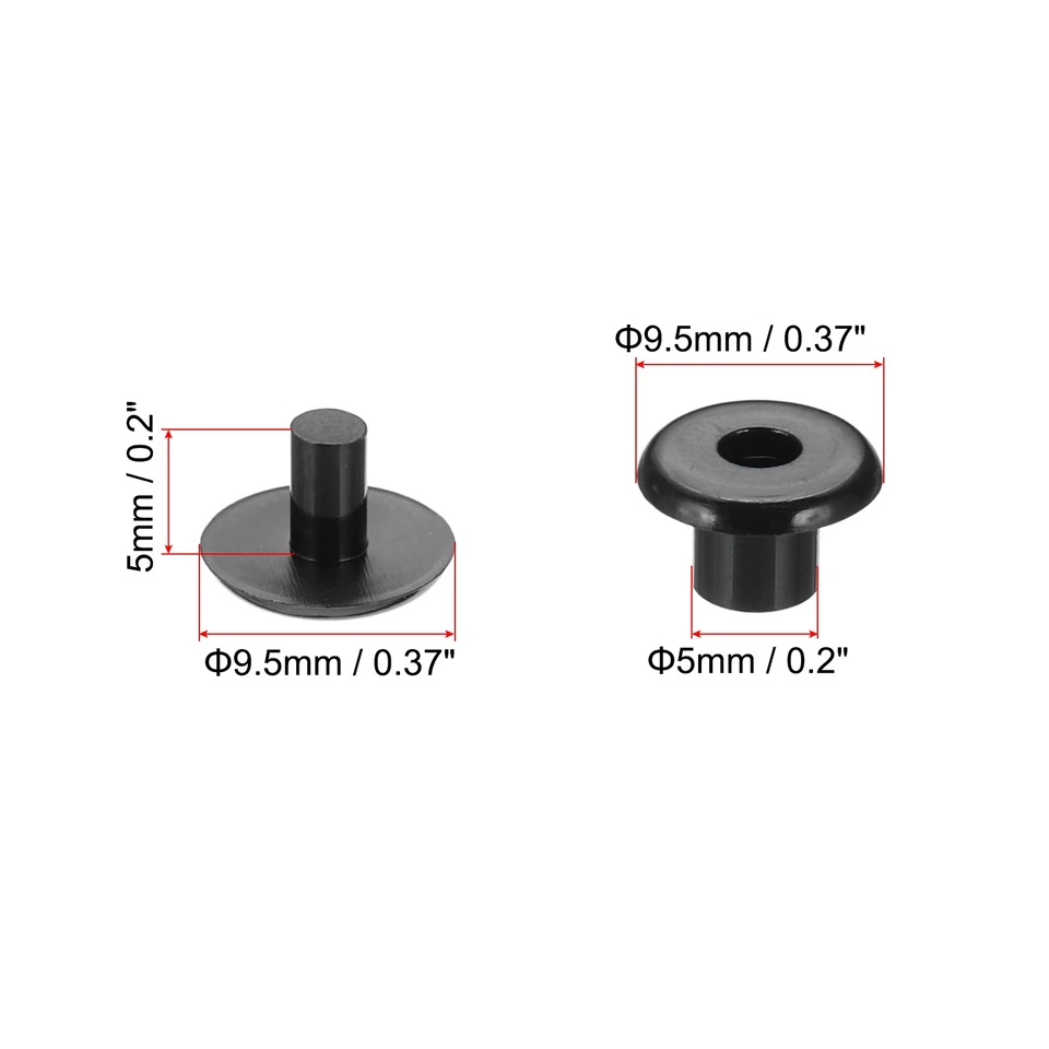 M5*5mm Plastic Binding Post 24 Sets Chicago Screws Rivet Black Press-on Buckle Foto 2 de 4