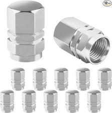 Tire Valve Stem Caps 12 Pcs Airtight Aluminum Alloy Hexagon Air Color Silver