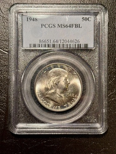 1948-P Franklin Half Dollar • PCGS MS64 FBL • Full Bell Lines • Nice Strike