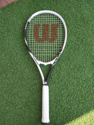 WILSON TOUR SLAM TENNIS RACKET GRIP SIZE L3 4-3/8 WHITE BLACK GREAT CONDITION