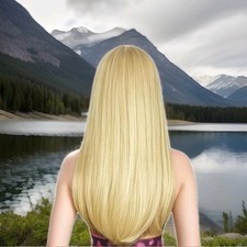 22" Long Blond Wig With Bangs