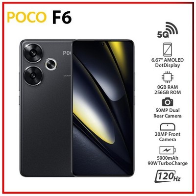 (New) Xiaomi POCO F6 5G BLACK 8GB+256GB Dual SIM Unlocked Android Mobile Phone