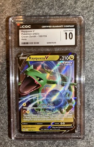Pokemon TCG CGC 10 Gem Mint Rayquaza V 100/159 Crown Zenith