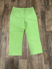 Lilly Pulitzer Lime Green Palm Beach Fit Cropped Cotton Capri Pants Sz 12 Vtg